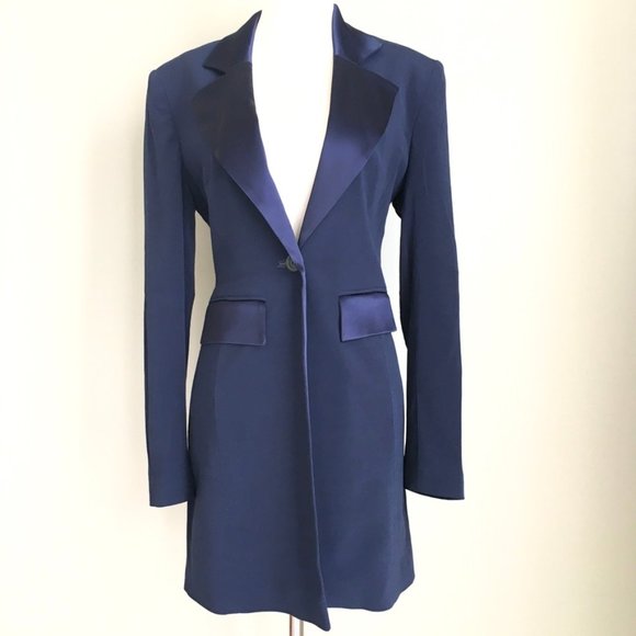 Karen Millen Dresses & Skirts - Vintage Karen Millen Navy Blue Coat Dress 4
